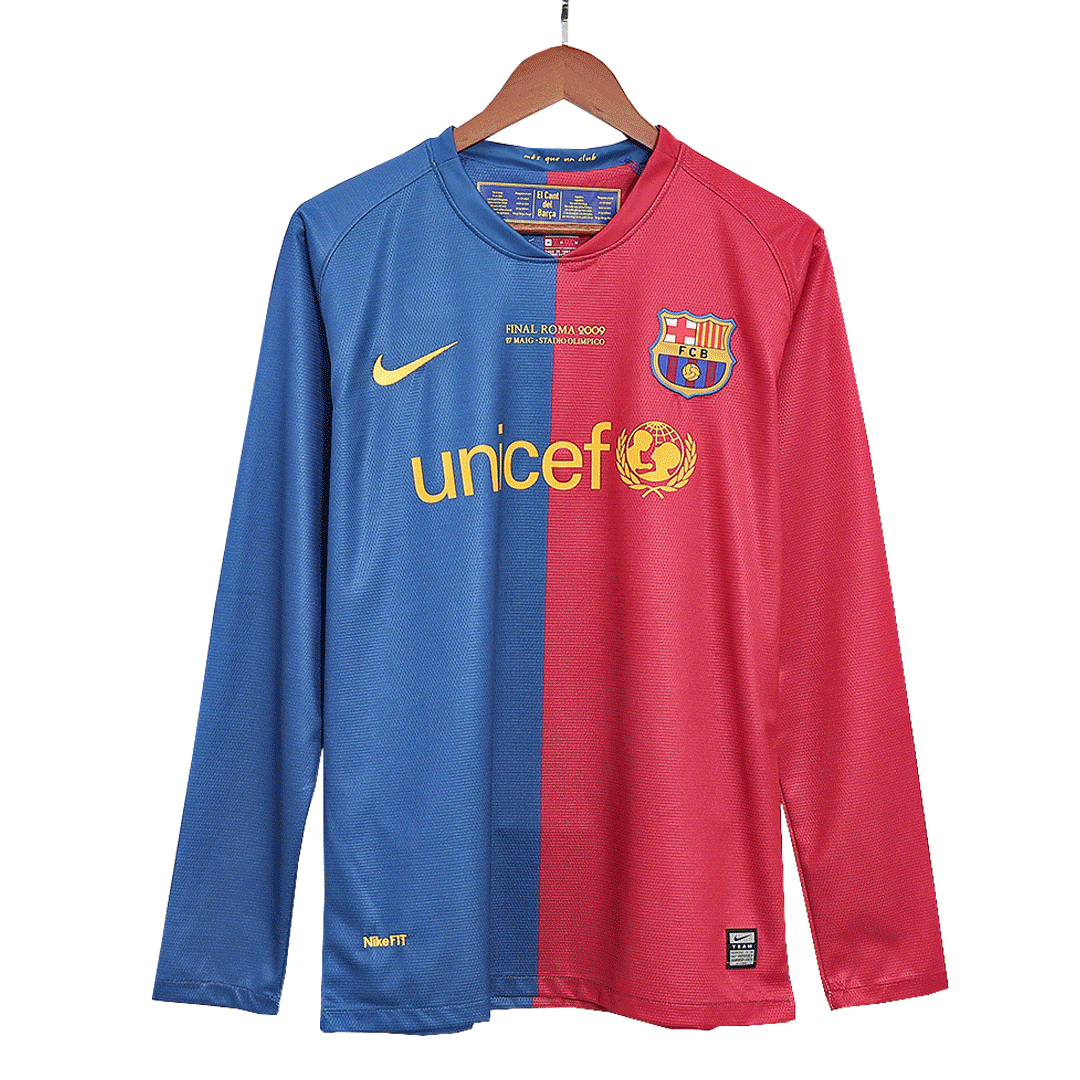 Retro Barcelona Long Sleeve Home Jersey 2008/09 - UCL Final